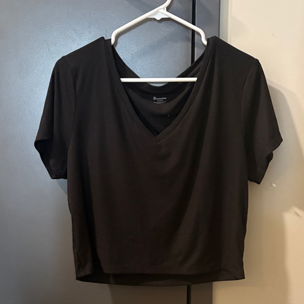 Wild Fable Black Short Sleeve V-Neck Top